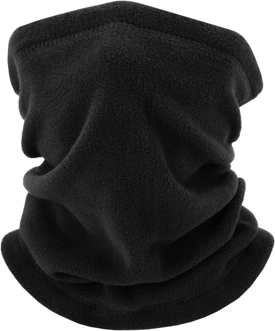 Winter Neck Warmer, Polar Fleece Neck Gaiter Warm Face Cover, Cold Weather Ski Face Mask Windproof for Men and Women (Black)