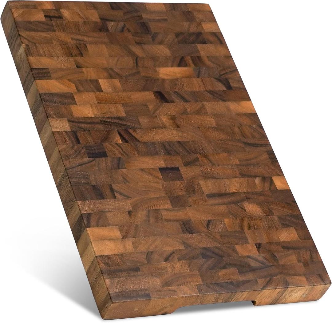 SHUMARU XL End Grain Cutting Board 20131.6" Thick 11 LB Heavy Duty Butcher Block 260 SQ IN Flat Workspace for Meal Prep, Dough, & Pizza Knife-Friendly Wood Chopping Board with Non-Slip Feet