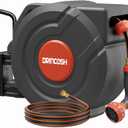 Upgraded Retractable Garden Hose Reel 1/2" x 155 ft Pro 180 Swivel Metal Bracket Automatic Retract Heavy Duty Hose Reels Wall Mount Any Length Lock 9 Pattern Nozzle Garden Watering