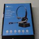 Wireless Headset with Mic for Work, Trucker Bluetooth Headset with Microphone Noise Canceling & USB Dongle, Wireless Headphones with Mic Mute & Charging Base for Work/PC Computer/Phones/Office/Meeting (Black)