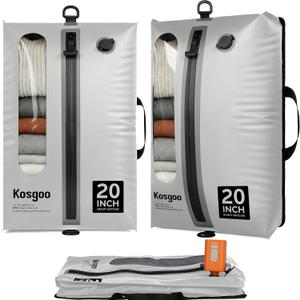Vacuum Seal Bags for Travel with Pump, Reusable Nylon Compression Packing Cubes to Save Space for Carry-On Suitcase & Backpack, Odor&Waterproof Vacuum Kit for Clothes(Light Grey)