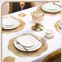 Sieral 48 Set 15 Inch Round Pressed Vinyl Placemats Hollow Out Rose Placemat Set Metallic Slip Resistant Place Mat Coaster Including Place Mats and Coasters for Wedding Dining Kitchen (Gold)