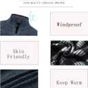 Men's Cardigan Sweaters Full Zip Stand Collar Slim Fit Cable Knit Long Sleeve Casual Sweater with Pockets (XXL)