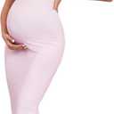 CYCLAMEN 2025 Maternity Mesh Dress 2 Piece Round Neck Pregnancy Dresses Baby Shower Wedding Guest Cocktail Party Short Sleeves, Short Sleeves, Light Pink, M