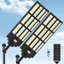 15000W Large Solar Street Lights Outdoor Waterproof 2 Pack, Heavy Duty Solar Parking Lot Lights with Remote Control and Motion Sensor, Pole or Wall Mount, for Commercial Yard Driveway Barn