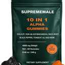SupremeMale 10 in 1 Alpha Gummies for Men, Alpha Shilajit Gummies with Ashwagandha, Tongkat Ali & Black Musli, Supports Daily Energy, 60 Count(1 PC), Exp: 02/2028