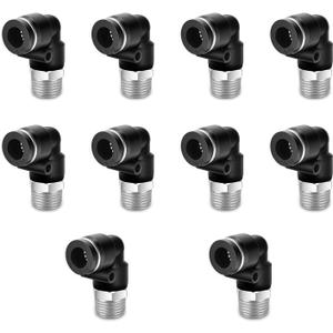 CNAODUN 10 Pcs Push to Connect Fittings 5/16 Inch Tube OD x 1/4 Inch NPT Thread Pneumatic Male Elbow Quick Connect Air line fittings