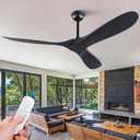 KBZZ Ceiling Fan No Lights 52" Outdoor Ceiling Fan for Patio, Modern ABS Ceiling Fan Damp Rated 3 Blade Large Airflow Indoor Outdoor Farmhouse Ceiling Fan for Exterior House Porch Gazebo (Black)