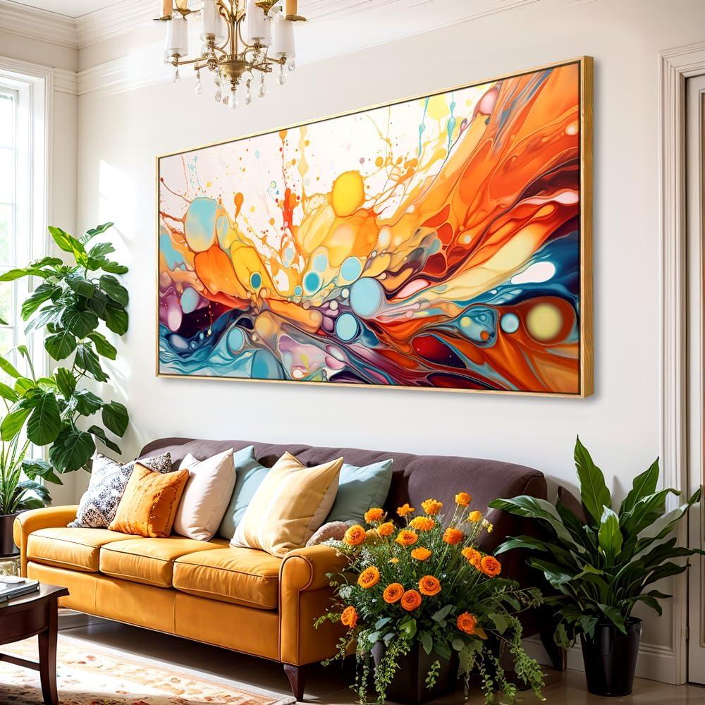 Wall Art Modern Artwork Fantasy Abstract Canvas Painting Colorful Wall Decor for Living Room Bedroom Dining Room Home Office Decor 24"x48" with Framed