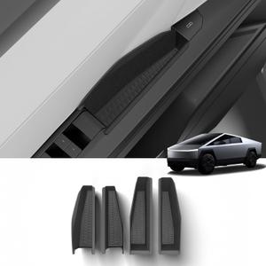 LUCKEASY 4pcs Door Handle Inserts Tray for Tesla Cybertruck 2024 2025 2026 Door Side Pull Storage Box Caddy Organizer Durable ABS + PVC Mats All-Weather Waterproof Black