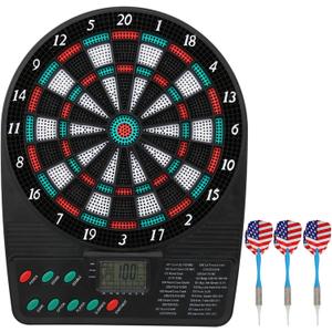 Electronic Dartboard, Electronic Board Soft Tip Dartboard Set LCD Display with 3 Darts, 12 Tips, 18 Games, Electronic Automatic Scoring Soft Board Set