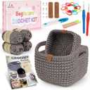 Aeelike 27PCS Crochet Basket Kit for Beginners (L&S), Crocheting Basket for Storage, Knitting Starter Set with Instruction, Complete Beginner Crochet Kit, Crocheting Gift for Home Decor