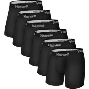 Hanes Men's Boxer Brief Underwear Pack, Stretch Cotton Boxer Briefs for Men, Moisture-wicking, 6-pack (Large)