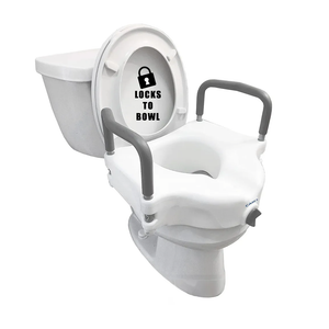 ProBasics E-Z Lock Raised Toilet Seat with Handles, 4.5" Toilet Seat Riser with Arms, Fits Most Elongated and Round Toilets, Handicap Toilet Seat, Elevated Toilet Seat, Handicap Toilet Seat - White