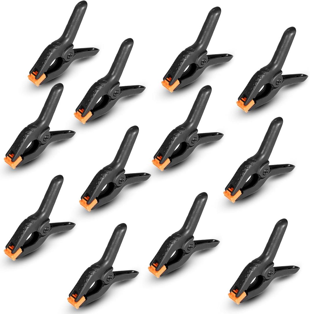 Rondauno Spring Clamps 12 Pack, 3.5 inch Spring Clips for Crafts & Professional Backdrop Clips, Heavy Duty Plastic Clamps for Woodworking