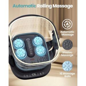 Puboo Collapsible Foot Spa with Heat and Remote  Electric Foot Bath Massager with 16 Motorized Rollers, Adjustable Temperature, Compact Design  Ideal Gift for Home Wellness & Stress Relief (Dark Blue)