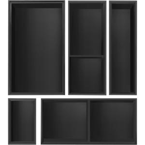 Bamboo Drawer Organizer,5 PCS Black Silverware Tray&Desk Organizers and Storage,Cabinet Divider With Removable Bathroom Organization for Kitchen,Utensils,Junk,Office,Makeup