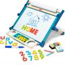 Melissa & Doug Magnetic Tabletop Easel, Deluxe Double-Sided Wooden Art Set with Chalkboard, Dry-Erase Board, Paper Roll Holder, Magnets & Art Supplies, Preschool Learning Toys for Kids Ages 3+, 17.5" x 20.75" x 2.75"