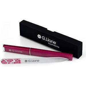 G.Liane Premium Glass Nail File with Case Professional Crystal Fingernail Files Perfect Manicure Set for Women Men Kids Nail Care Gift Set(Rose Pink)