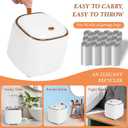 Mini Countertop Trash Can with 10 Rolls of Trash Bags,Tiny Desk Trash Cans with Press Type Lid, Desktop TrashCan Applicable for Bathroom Vanity Home Office (White)