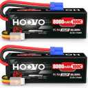 HOOVO 3S 11.1V Lipo Battery 8000mAh 100C RC Battery Hard Case with EC5 Connector for RC 1/8 1/10 Scale Vehicles Car RC Truggy Truck Airplane Helicopter Boat(2 Pack)