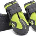 Truelove Dog Boots,Waterproof Pet Shoes with Reflective Straps for Paw Protectors Small Medium Large Dog Summer Winter Snow Outdoor Walking (Size 7: 3.54"x2.76" (L*W) (Pack of 4), Black)