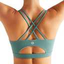 RUNNING GIRL Sports Bras for Women, Padded Sports Bra Tank Top Sexy Crisscross Back High Impact Longline Workout Yoga Bra, XL, Olive Color