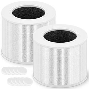 Core Mini Replacement Filter for LEVOIT Core Mini and Core Mini-P Air Purifier, 3-in-1 H13 Grade True HEPA and High-Efficiency Activated Carbon, Core Mini-RF, 2 Filter & 10 Fragrance Sponge (White)