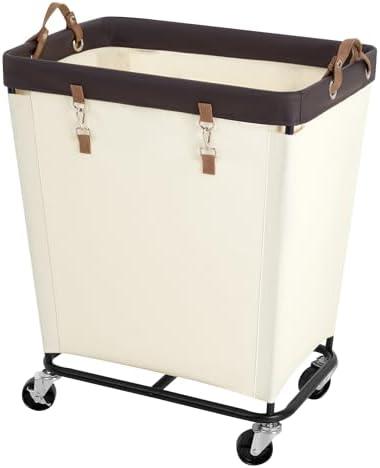 StorageWorks 210L Laundry Basket with Wheels, Extra Large Rolling Hampers for Clothing Organizer, Dirty Clothes Basket for Hotel, Home, Closet, Dorm, Beige