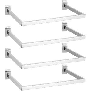 Unittype 4 Pcs U Shaped Hangrail for Slatwall 24 Inch Tubing Hangrail Rectangular Tubing Metal Slat Hanger Wall Accessory for Retail Displays Bracket Clothing Rack Home Use (Silver)