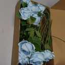 10pcs Sky Blue Silk Roses Artificial Rose Flowers Long Stem for DIY Wedding Bouquet Table Centerpiece Home Décor