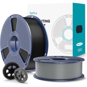 SUNLU PLA+2.0 3D Printer Filament 2KG, Upgrade PLA+ Filament 1.75mm, Tougher and Stronger, Dimensional Accuracy +/-0.02mm, 1KG per Spool, 2 Pack, 2KG Total, Black+Grey