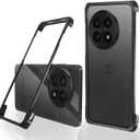 for OnePlus 13 Case Bumper Case No Back, Metal Aluminum Frame Backless Fast Heat Dissipation, 4 Corner Shockproof Protection Phone Cover Case for OnePlus 13 - Black