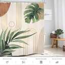 Glawry Boho Plant Shower Curtain 72Wx72L Inches Mid Century Botanical Tropical Abstract Minimalist Bohemian Leaves Bathroom Curtains Set Palm Leaf Green Bath Accessories Art Home Decor Fabric