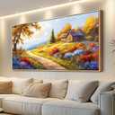 KELIYUAN Large Wall Art For Living Room Framed Canvas Wall Decor For Farmhouse Office Wall Pictures For Bedroom Landscape Painting Prints Dining Room Kitchen Modern Home Decor Wood Framed 24"X48"