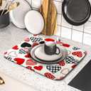 Valentines Day Dish Drying Mat for Kitchen Counter 18x16 Inch Red Heart Drying Mat with Absorbent Reversible Microfiber Holiday Love Dish Drainer Mats Rack Pad for Coffee Countertop Protector