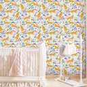 CRE8TIVE Yellow Cat Wallpaper Stick and Peel Kitten Butterfly Floral Peel and Stick Wallpaper for Bedroom 12"x118" Self Adhesive Renter Friendly Animal Cat Contact Paper for Cabinets Kids Room Nursery