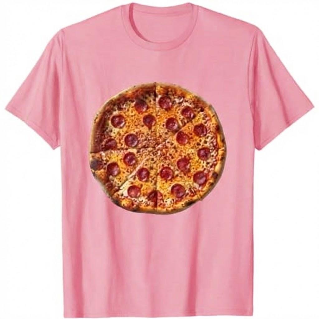 Funny Pizza Graphic T-Shirt, Pink, S