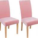 Smiry Velvet Stretch Dining Room Chair Covers Set of 2, Soft Removable Washable Chair Slipcovers Kitchen Parsons Chair Protector, Pink