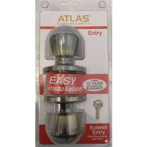 Atlas Tulip Style Exterior Entry Door Knob - Antique Brass - Includes 2 Keys