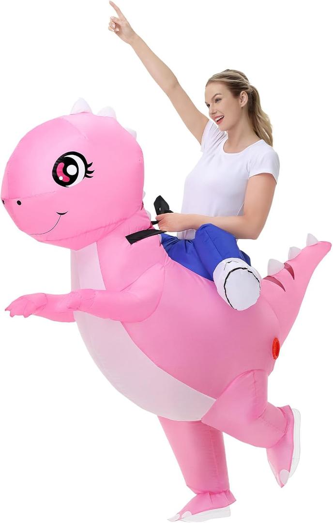 Poptrend Inflatable Dinosaur Costume for Adult Funny Ride-On Blow up Halloween Costumes Womens/Mens Holiday Party Cosplay Costumes