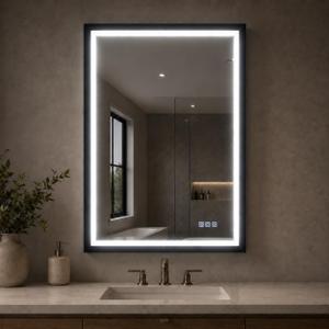USHOWER 24x36 Inch Black Mirror with Light Frame, Shatter-Proof