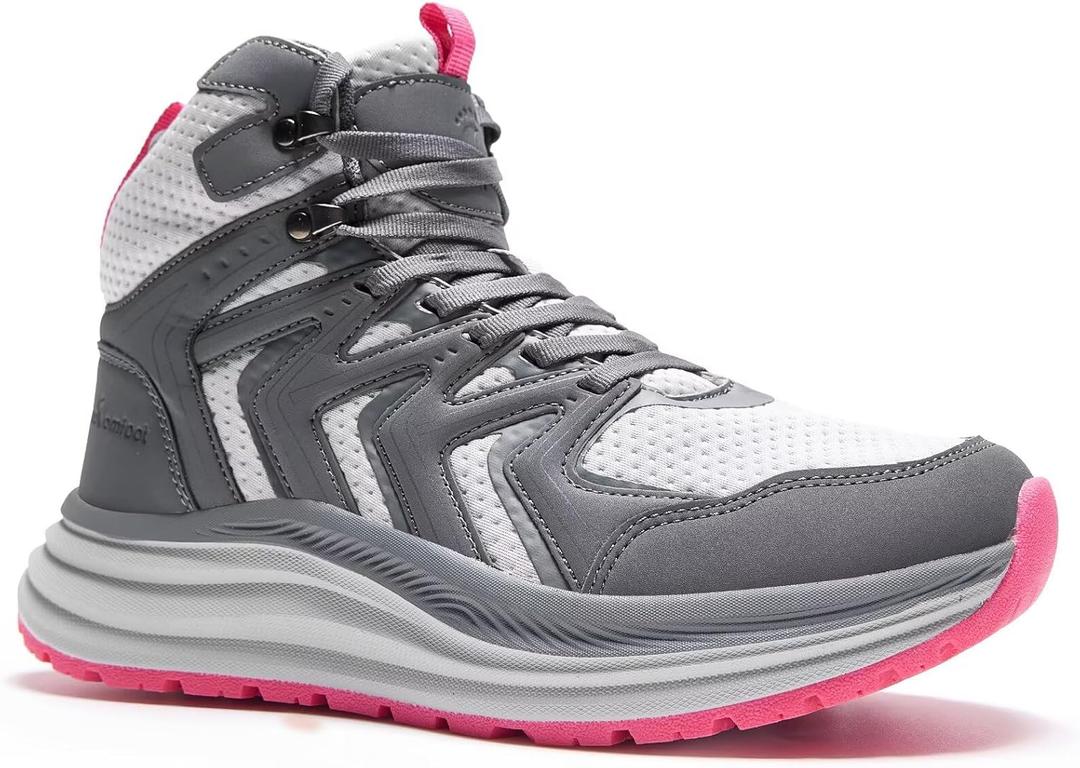 Women's Orthopedic Waterproof Lightweight Hiking Boots: Plantar Fasciitis Arch Support Orthotic Heel Spur Bunions Recovery Tennis Shoes, Comfortable Fit Gowalk Indoor Gym Ankle Boots Grey Size 7