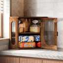 Corner Bread Box, Solid Wood Double Layer Adjustable Large Capacity, Farmhouse Vintage Kitchen Countertop Organizer with Acrylic Window, Retro Brown