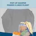 Key & Castle Pop-Up Laundry Hamper, 14x14x23 inches, Collapsible Mesh with Side Pocket, Heavy-Duty Handles