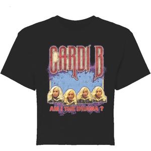 Cardi B Unisex Adult Cardi B Aitd Court Photos Crop T-Shirt (Black, XXL)