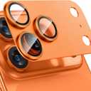 Tensea for iPhone 17 Pro Camera Lens Protector, Metal Aluminum Alloy Tempered Glass Cover Camera Screen Protector Accessories, Case Friendly (Orange)