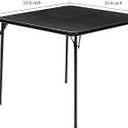 VECELO 34'' Folding Card Table Square with Soft Padded Tabletop, Portable for Dining Room, Parties, Games, Puzzles, Black, 1 Piece