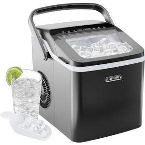 ICEMAN Dual-Size Ice Maker Countertop - Portable Ice Machine, Large and Small Ice Machine Maker with Self Cleaning, 9 Cubes in 7 Mins, 22lbs/24hrs, for Home, Kitchen, Office, Party, Ice Scoop Included