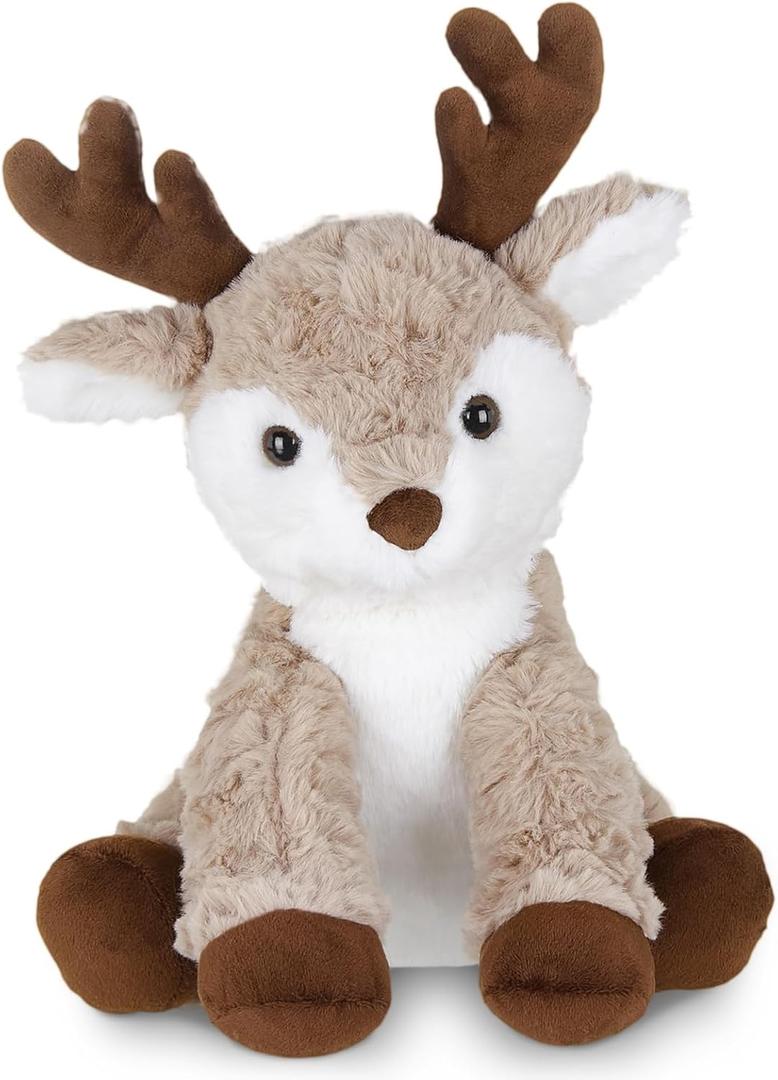 Bearington Reiny Christmas Reindeer Stuffed Animal - 11.5" Soft Christmas Reindeer Plush Toy with Scruffy Fur and Huggable Body - Adorable Deer Plushies for Kids, Toddlers, and Teens